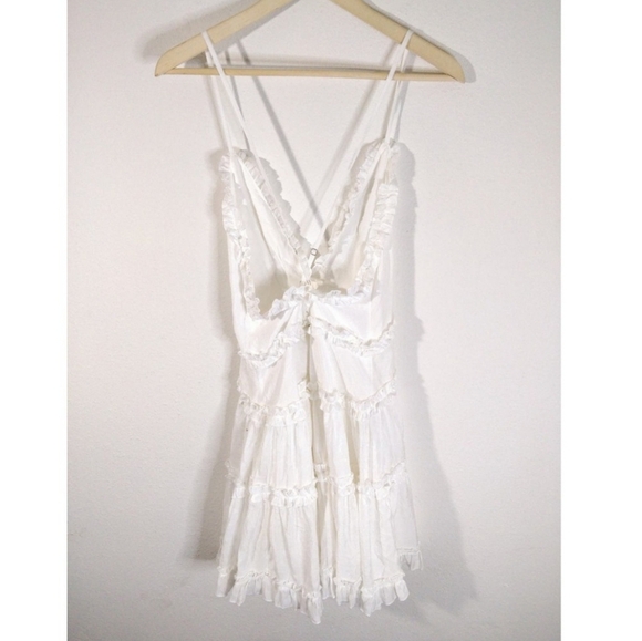 Princess Polly Dawning White Ruffle Plunge Babydoll Swing Dress Womens Size 10 - Picture 6 of 8